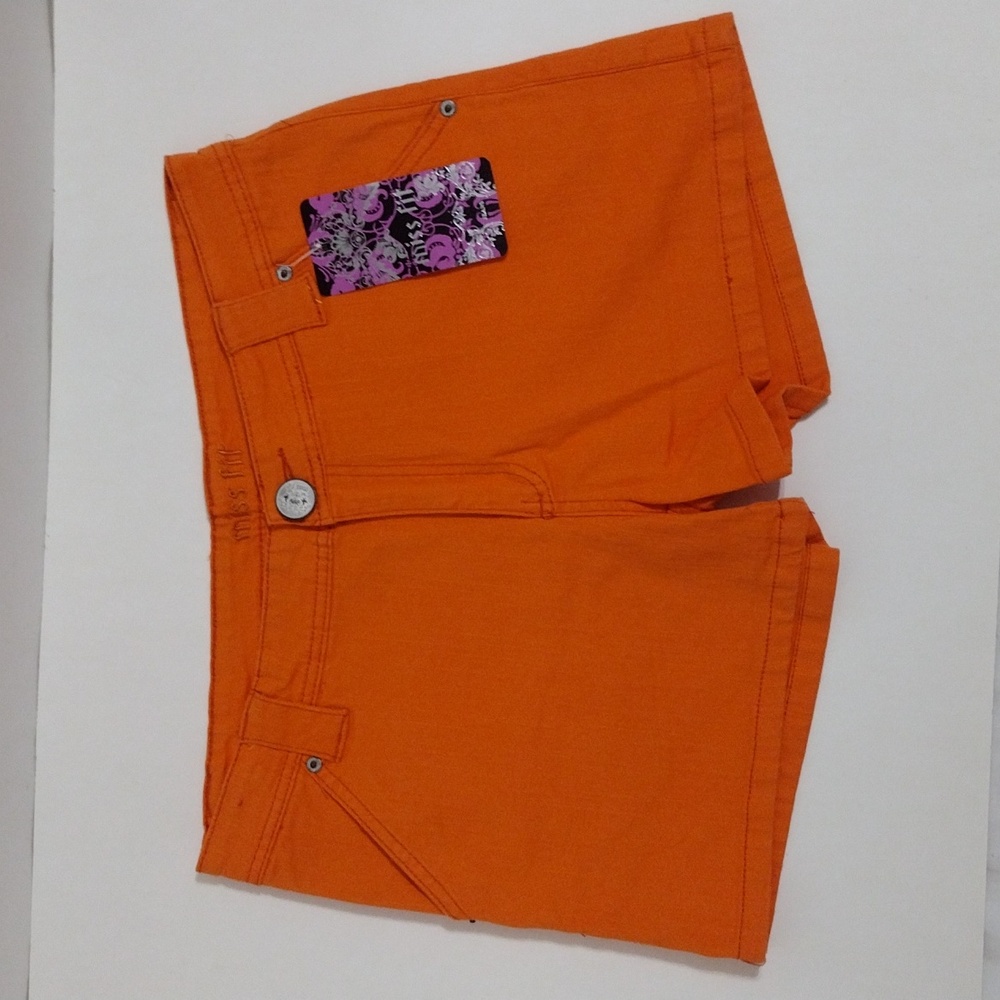 NWT Miss Fit Mid Rise Orange Denim Shorts Size 15 Retro Y2K Streetwear Summer